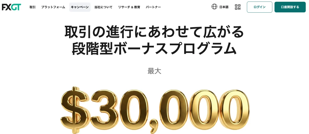 FXGTで提供される入金ボーナスの詳細