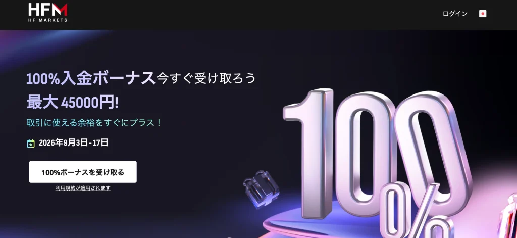 初回入金100%ボーナスキャンペーン