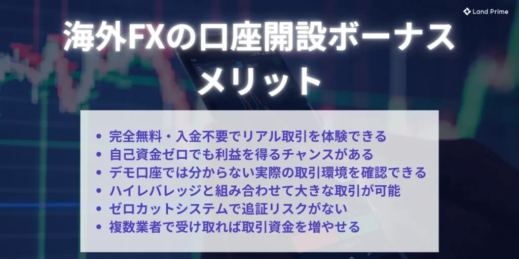 海外FXの口座開設ボーナスのメリット