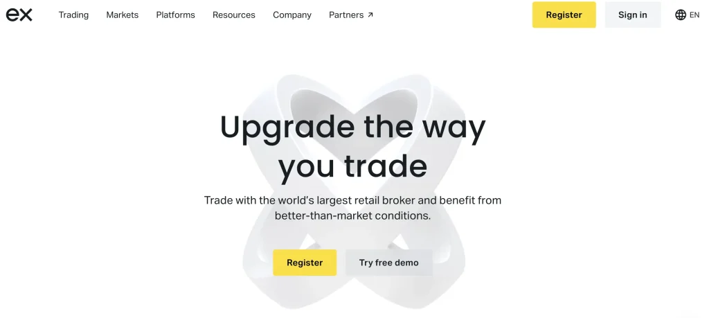 exness公式サイトのトップ画像