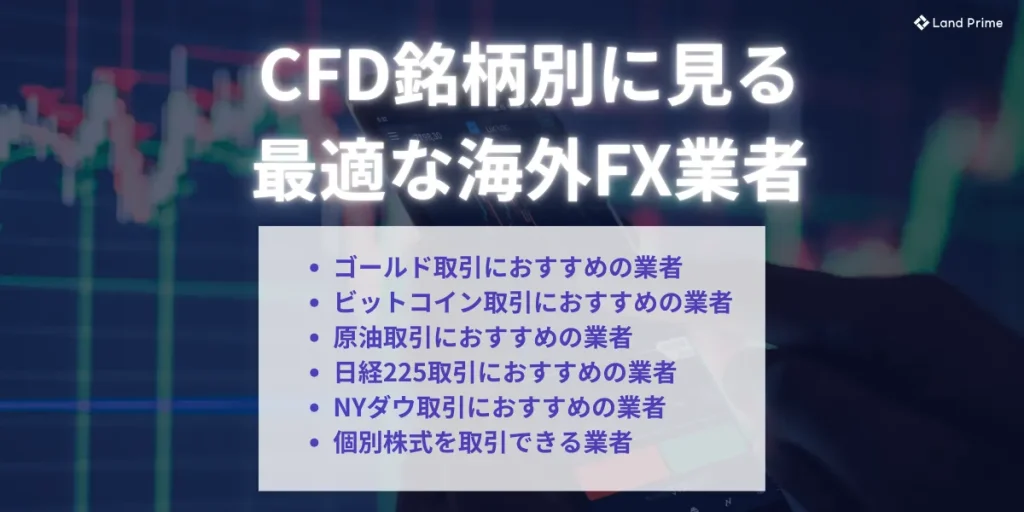 CFD銘柄別に見る最適な海外FX業者