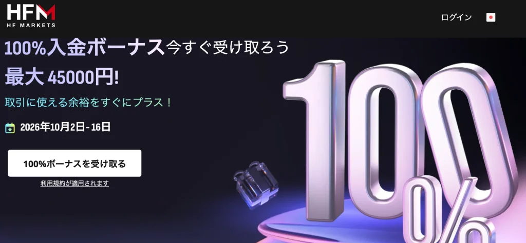 初回入金100%ボーナスキャンペーン
