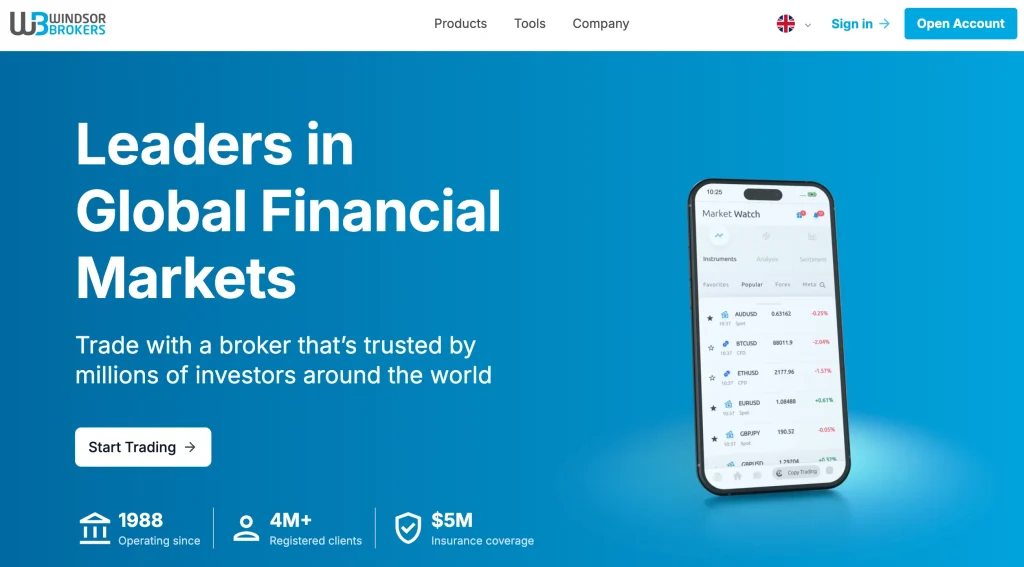 Windsorbrokers公式サイトのトップ画像