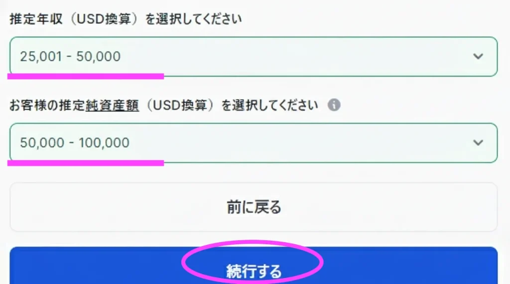投資家プロフィールの入力画面2