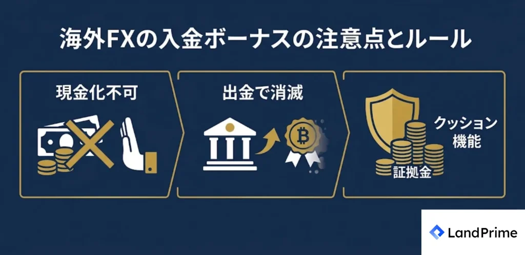 海外FXの入金ボーナスの注意点とルール