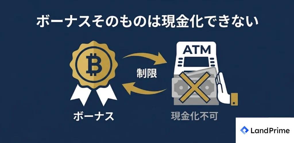 ボーナスそのものは現金化できない
