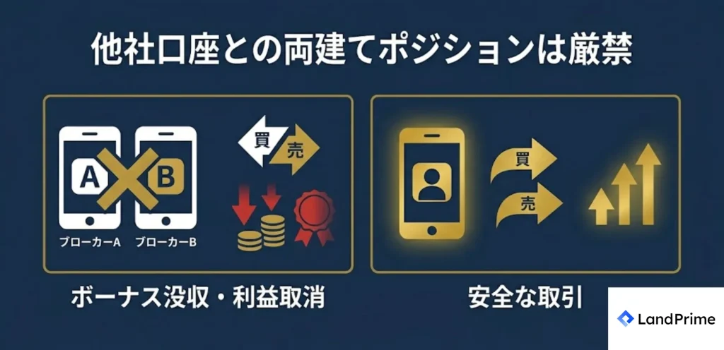 他社口座との両建てポジションは厳禁