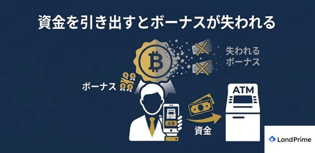 資金を引き出すとボーナスが失われる