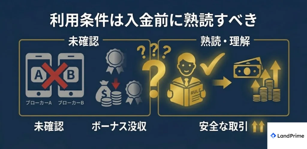 利用条件は入金前に熟読すべき