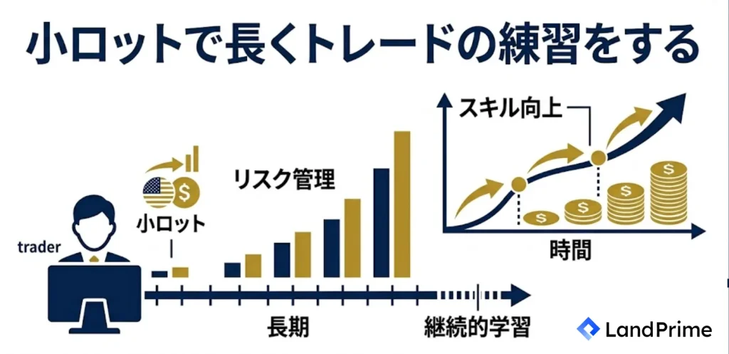 小ロットで長くトレードの練習をする