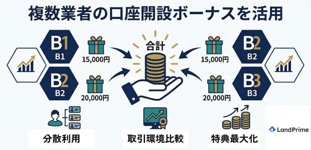 複数業者の口座開設ボーナスを活用