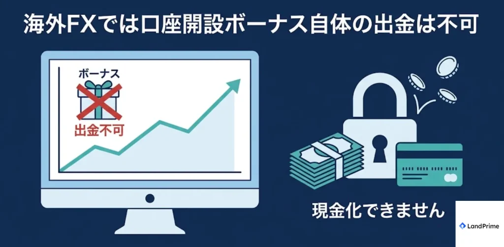 海外FXでは口座開設ボーナス自体の出金は不可