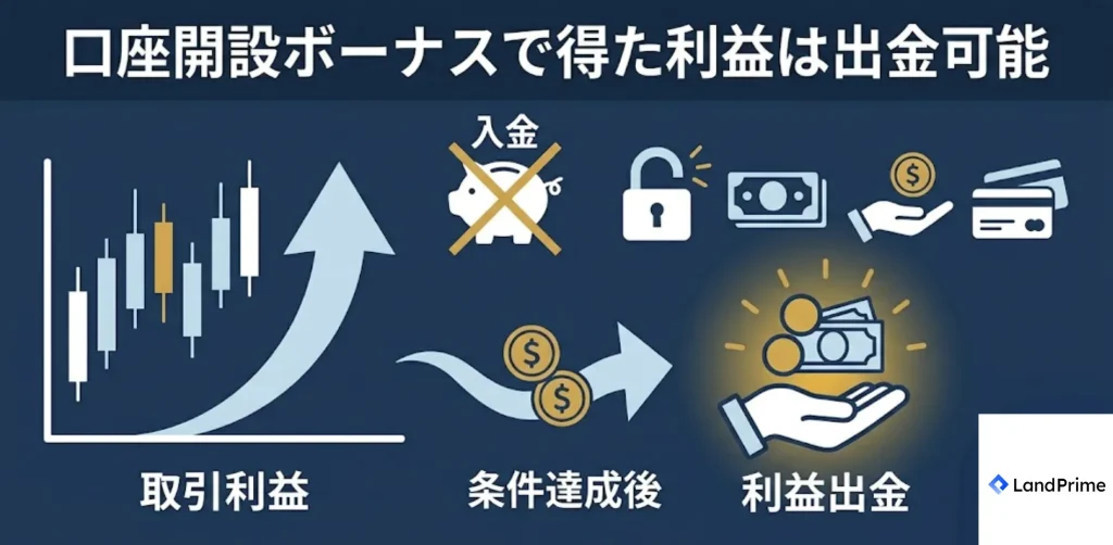 口座開設ボーナスで得た利益は出金可能