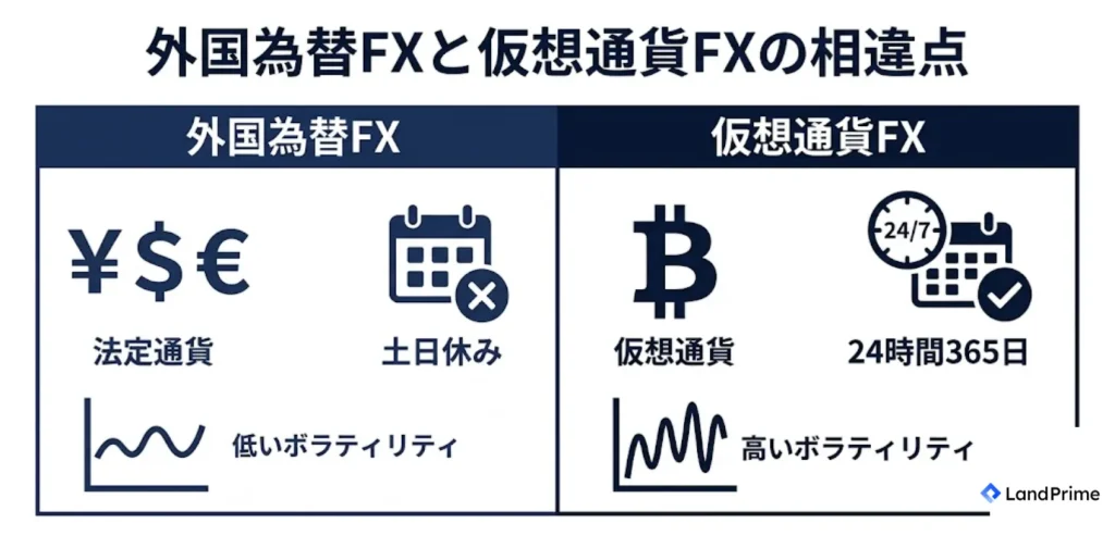 外国為替FXと仮想通貨FXの相違点