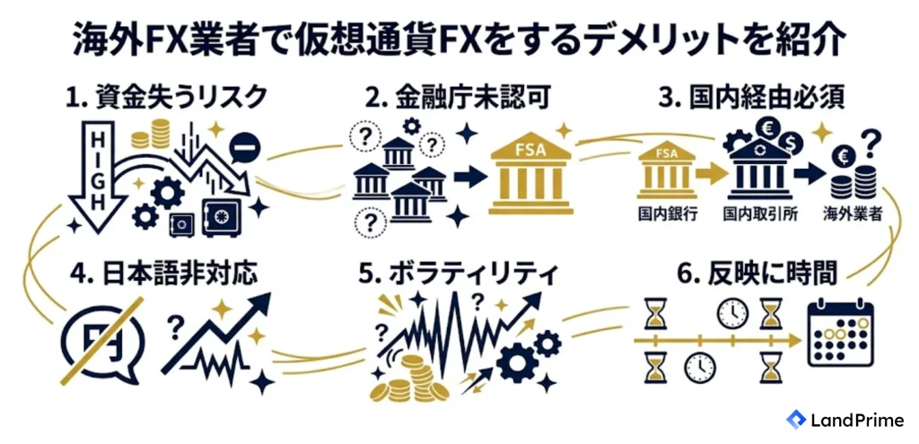 海外FX業者で仮想通貨FXをするデメリットを紹介