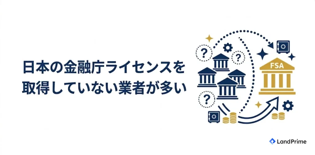 日本の金融庁ライセンスを取得していない業者が多い