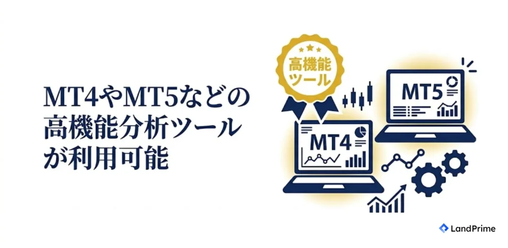 MT4やMT5などの高機能分析ツールが利用可能