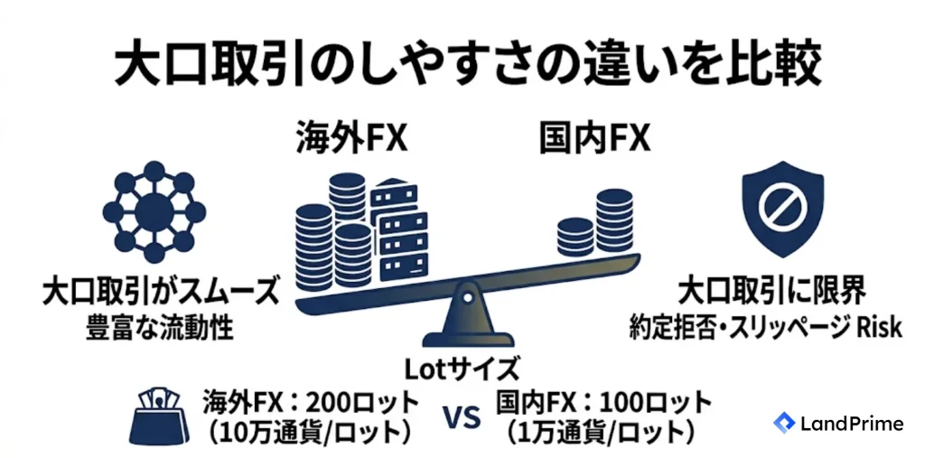 大口取引のしやすさの違いを比較