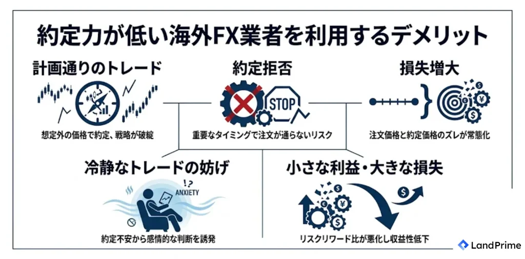 約定力が低い海外FX業者を利用するデメリット