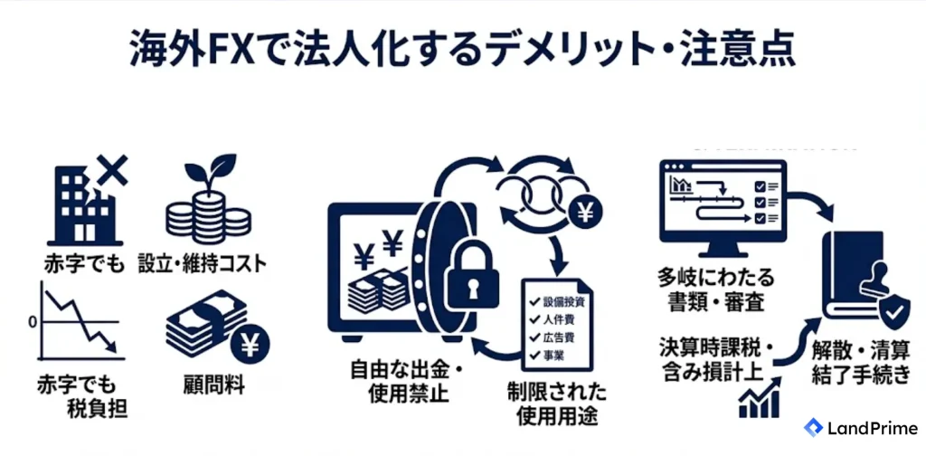 海外FXで法人化するデメリット・注意点