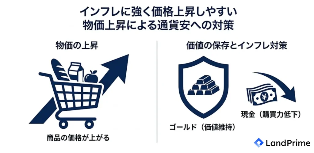 インフレに強く価格上昇しやすい