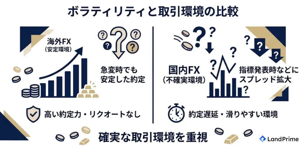 ボラティリティと取引環境の比較