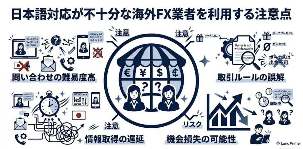 日本語対応が不十分な海外FX業者を利用する注意点