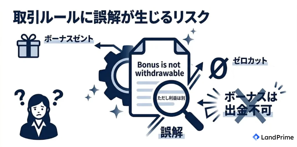 取引ルールに誤解が生じるリスク