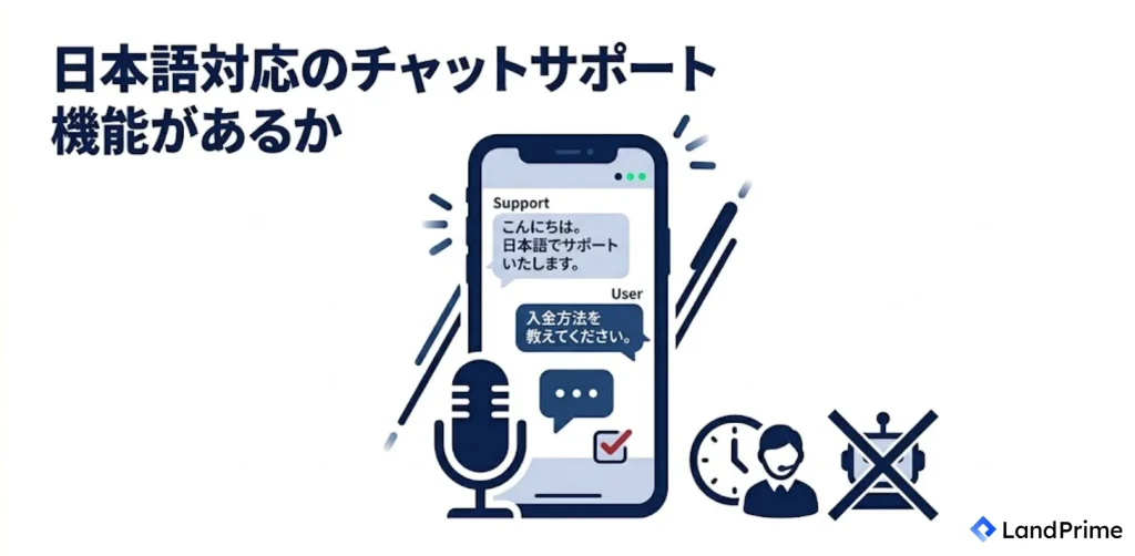 日本語対応のチャットサポート機能があるか