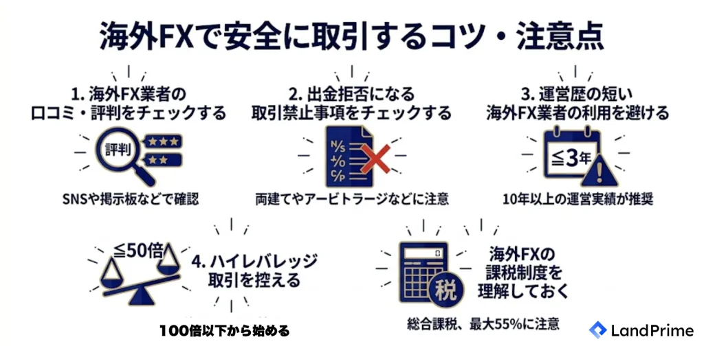 海外FXで安全に取引するコツ・注意点