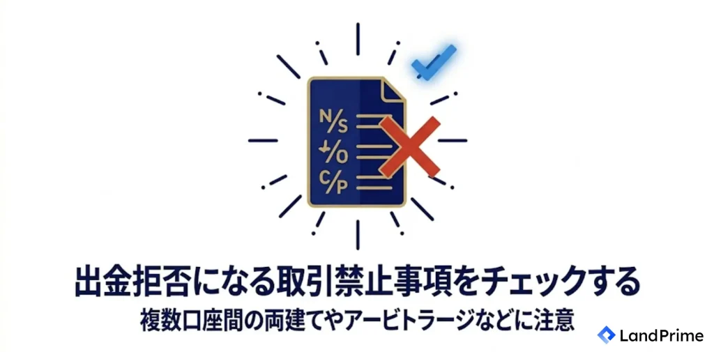 出金拒否になる取引禁止事項をチェックする