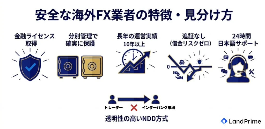 安全な海外FX業者の特徴・見分け方