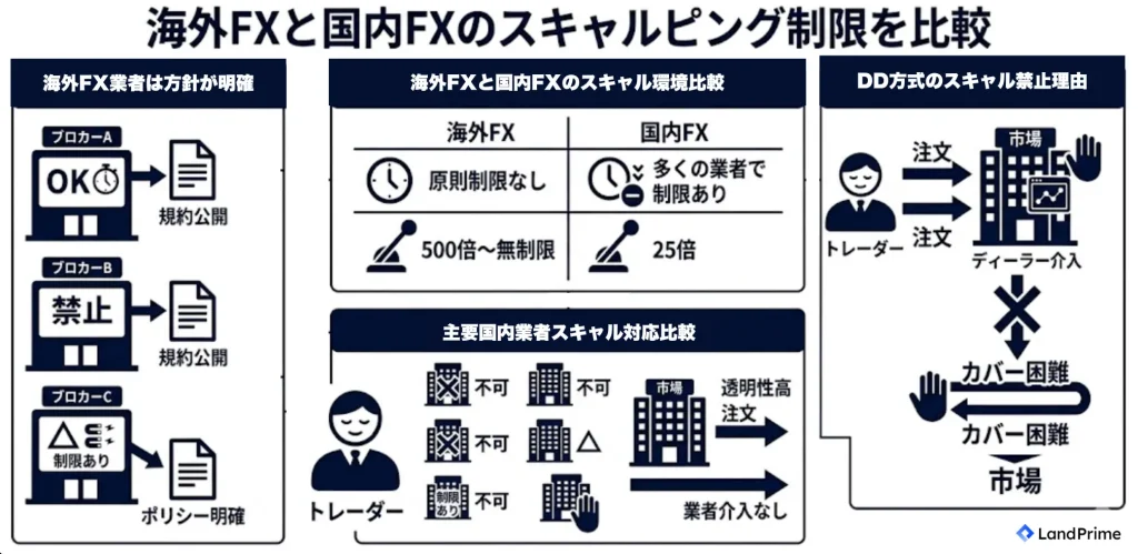海外FXと国内FXのスキャルピング制限を比較