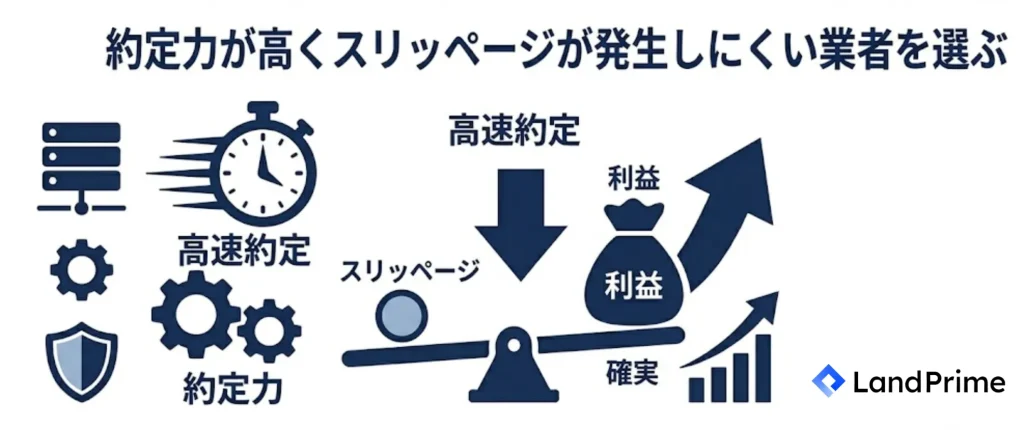 約定力が高くスリッページが発生しにくい業者を選ぶ