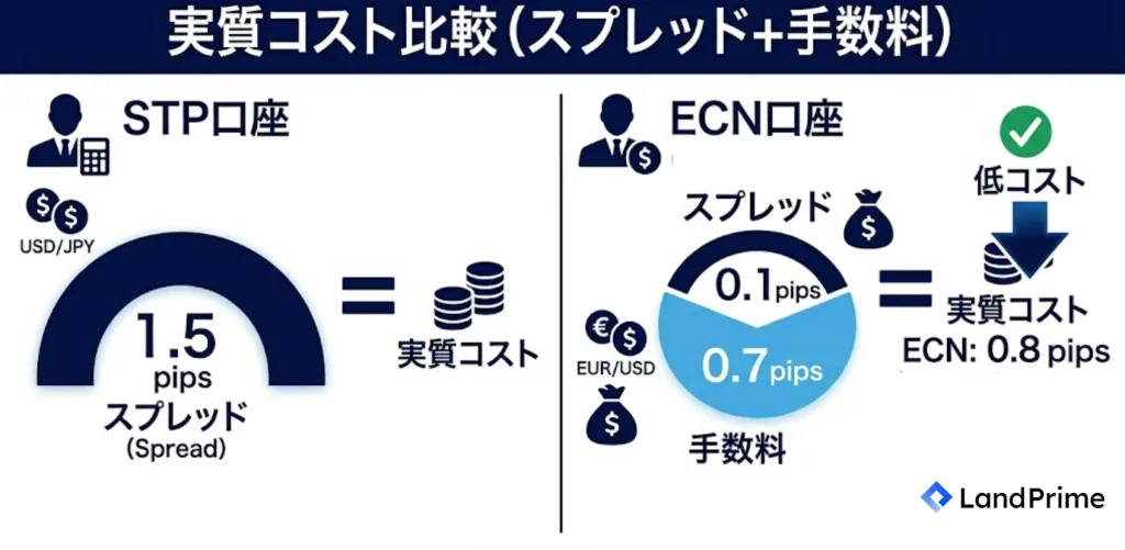 取引手数料込みの実質スプレッド比較