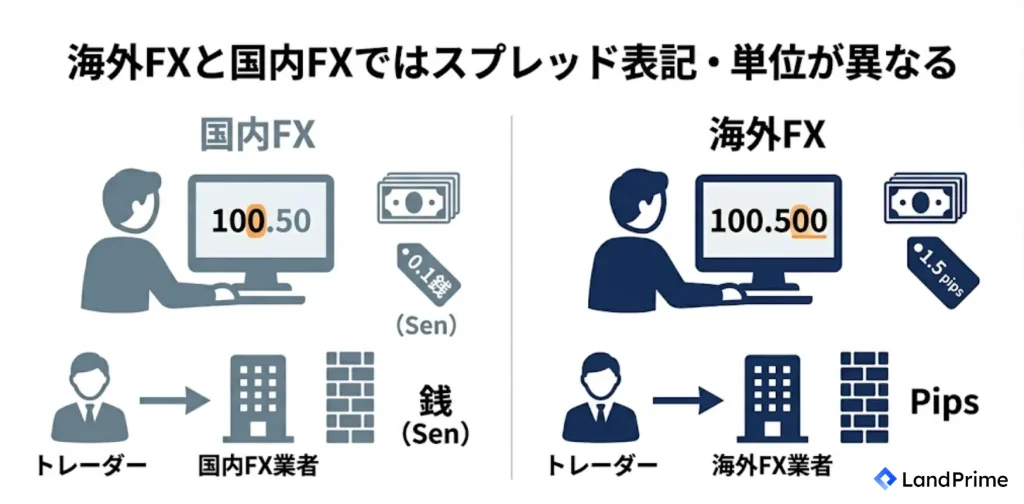 海外FXと国内FXではスプレッド表記・単位が異なる