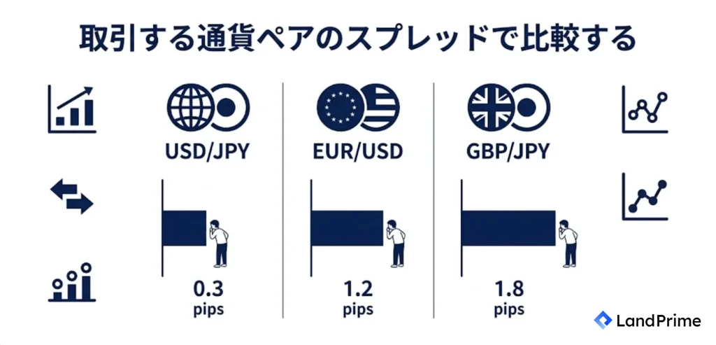 取引する通貨ペアのスプレッドで比較する