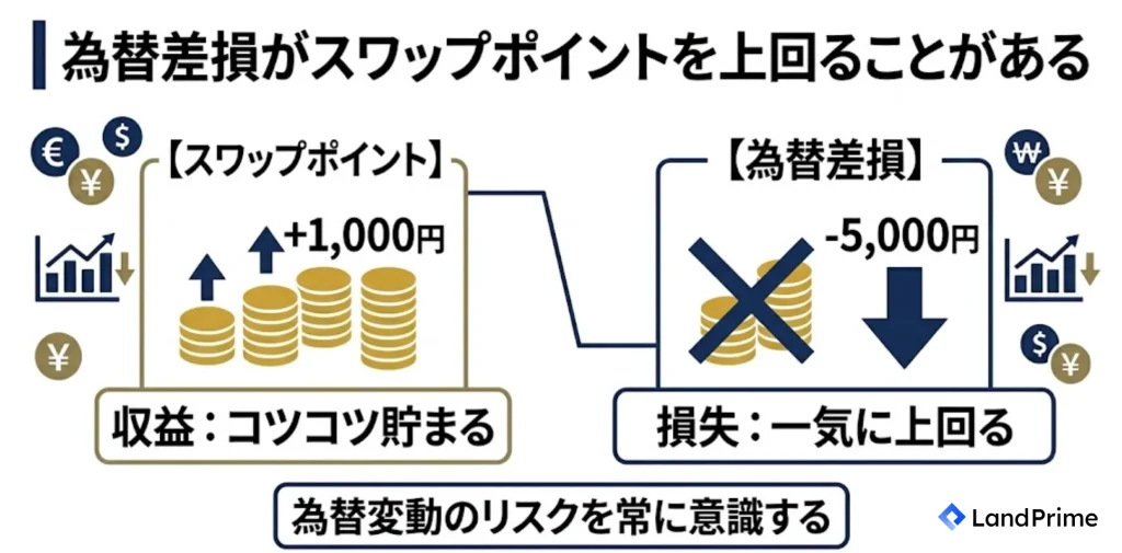 為替差損がスワップポイントを上回ることがある