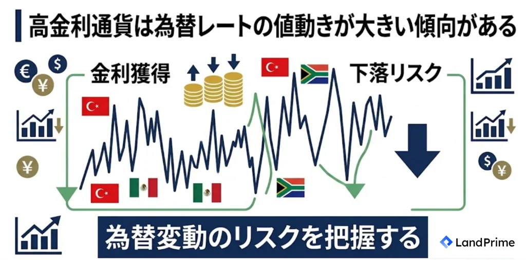 高金利通貨は為替レートの値動きが大きい傾向がある