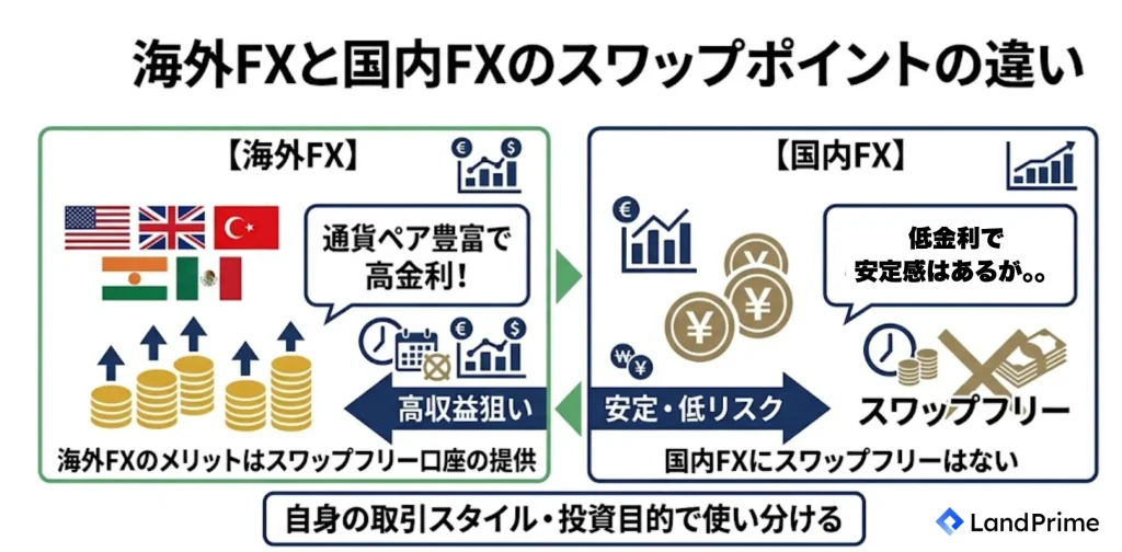 海外FXと国内FXのスワップポイントの違い
