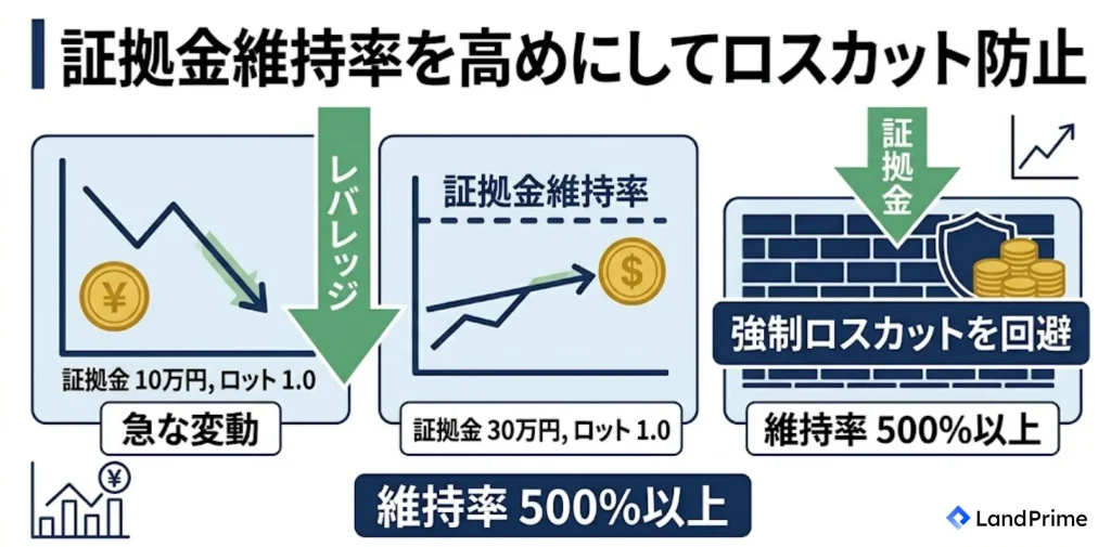 証拠金維持率を高めにしてロスカット防止