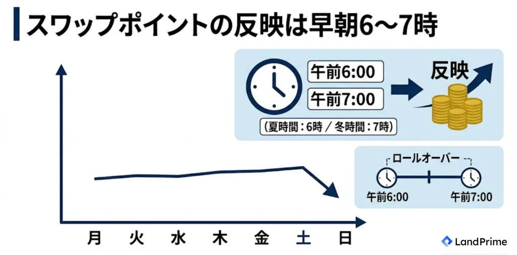 スワップポイントの反映は早朝6〜7時